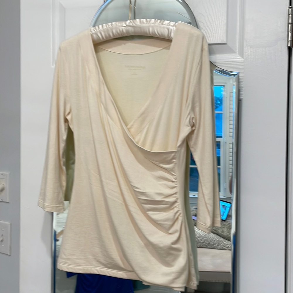 Soft Surroundings Shapley Surplice 3/4 Sleeve Top Size Small (EUC)
